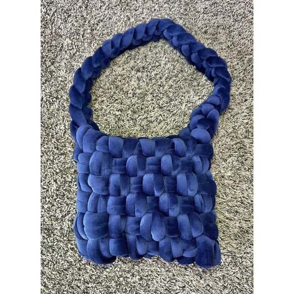 Handbags - Crochet Chunky Yarn Purse Handbag Blue Knit